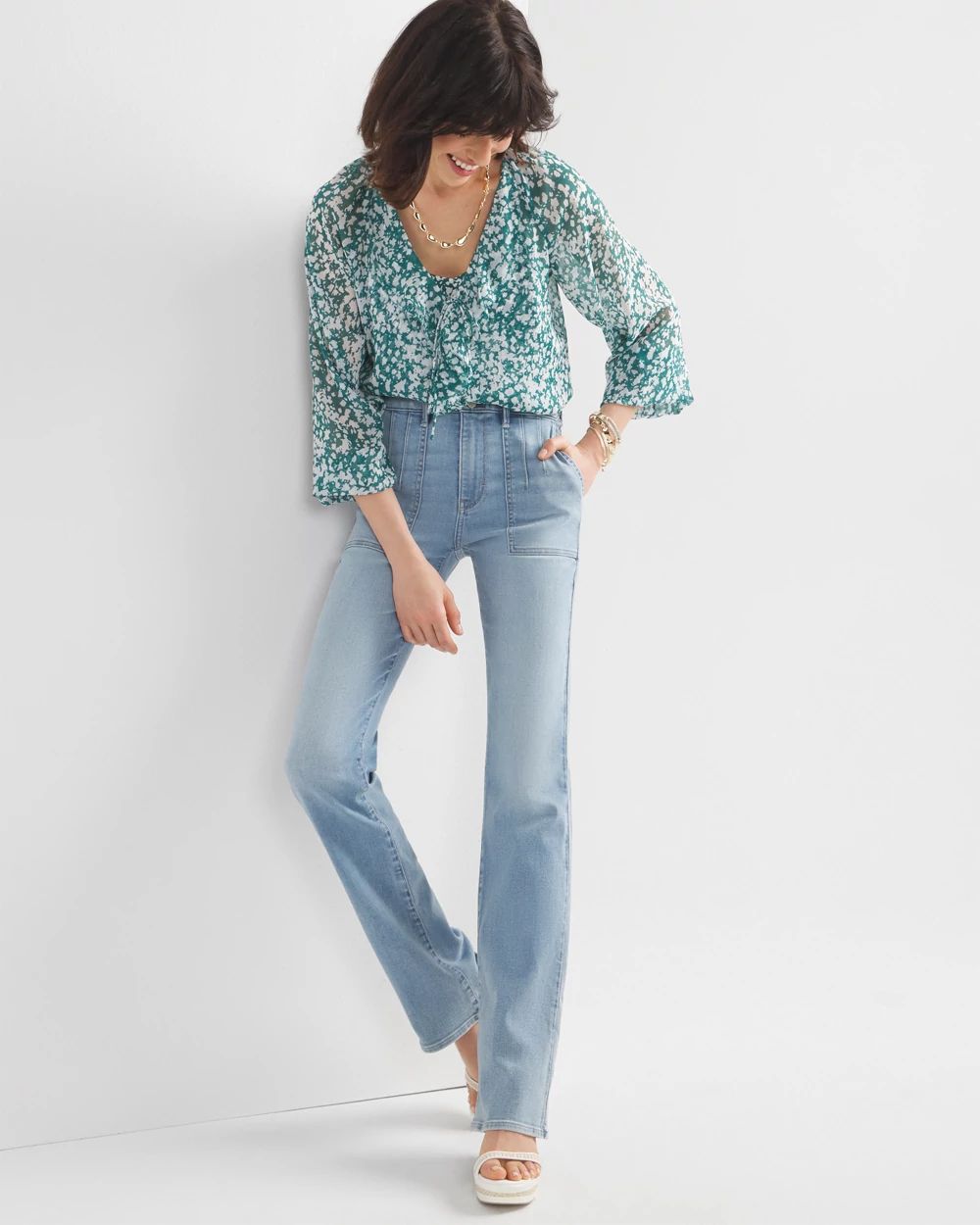 High Rise Everyday Soft Patch Pocket Bootcut Jeans White House Black Market